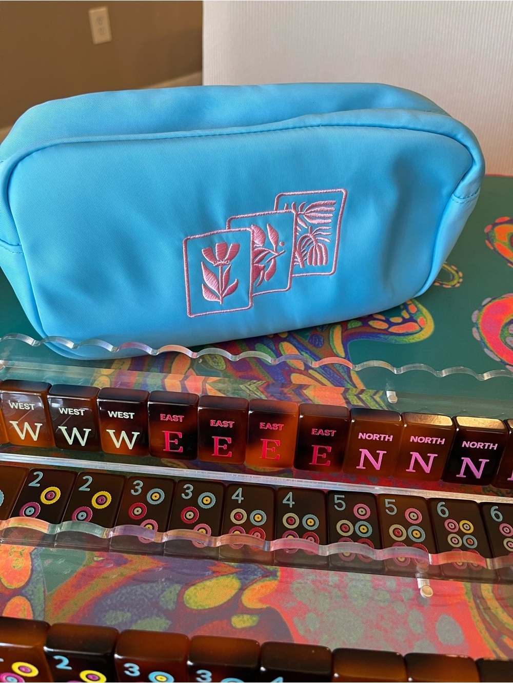 Mahjong Tile Set w/ Tile Bag and Dice, Tortoise Design Similar to Woodlands Joy - Picture 12 of 13